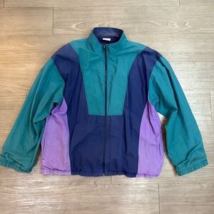 Vintage Retro Cheetah Mervyns Purple Team Windbreaker Jacket Men’s Full Zip - M